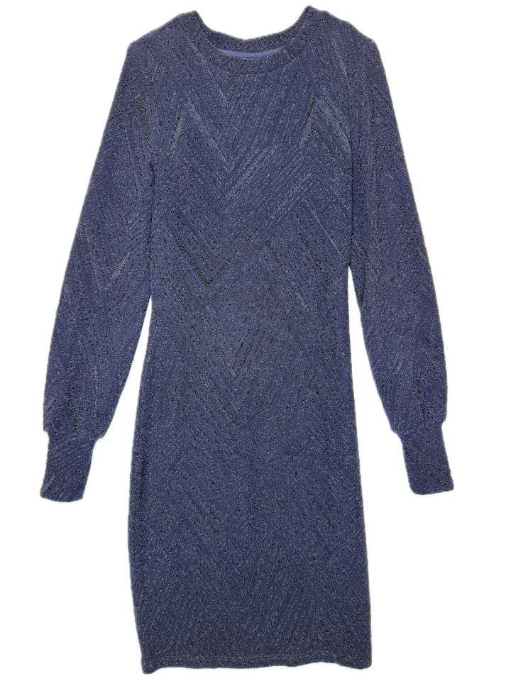Navy Metallic Chevron Knit Dress