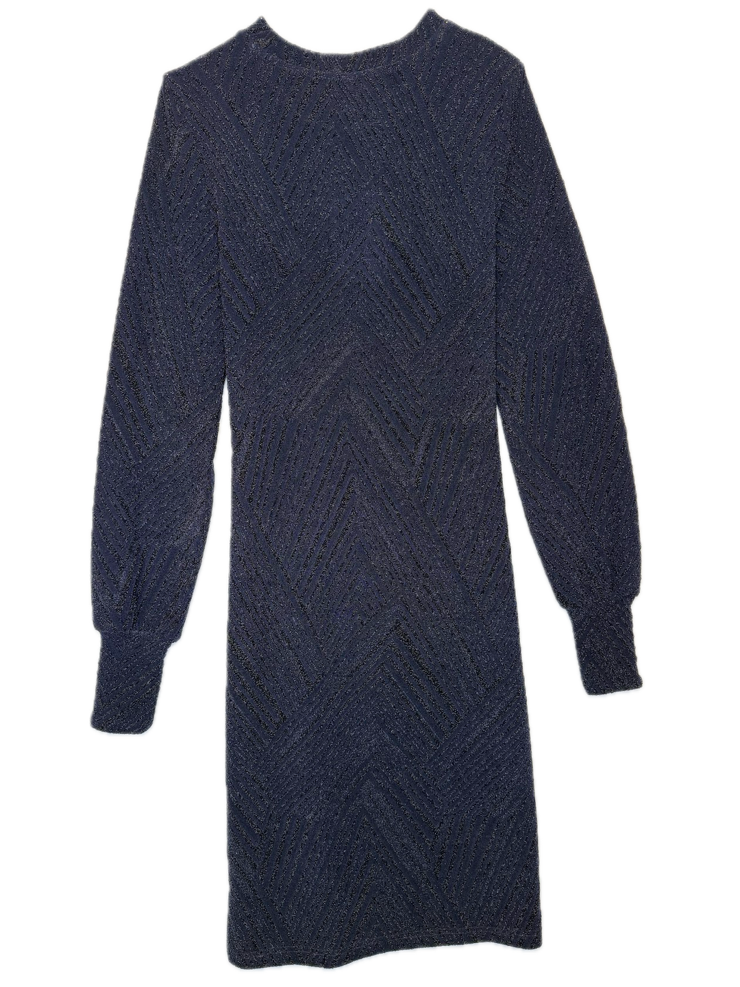 Navy Metallic Chevron Knit Dress