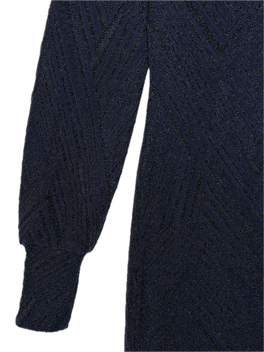 Navy Metallic Chevron Knit Dress