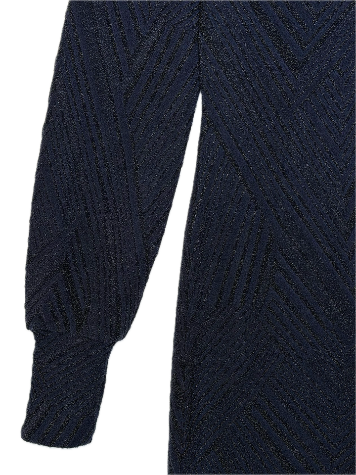 Navy Metallic Chevron Knit Dress