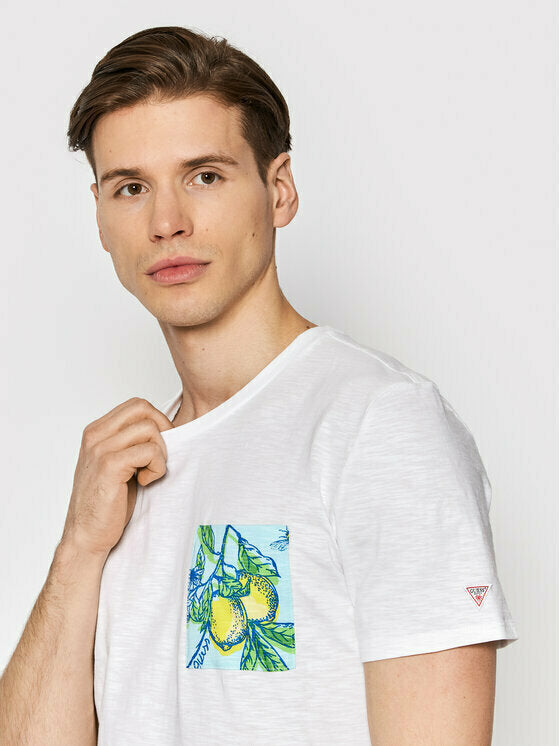 Mens T-Shirt - White/Lemon
