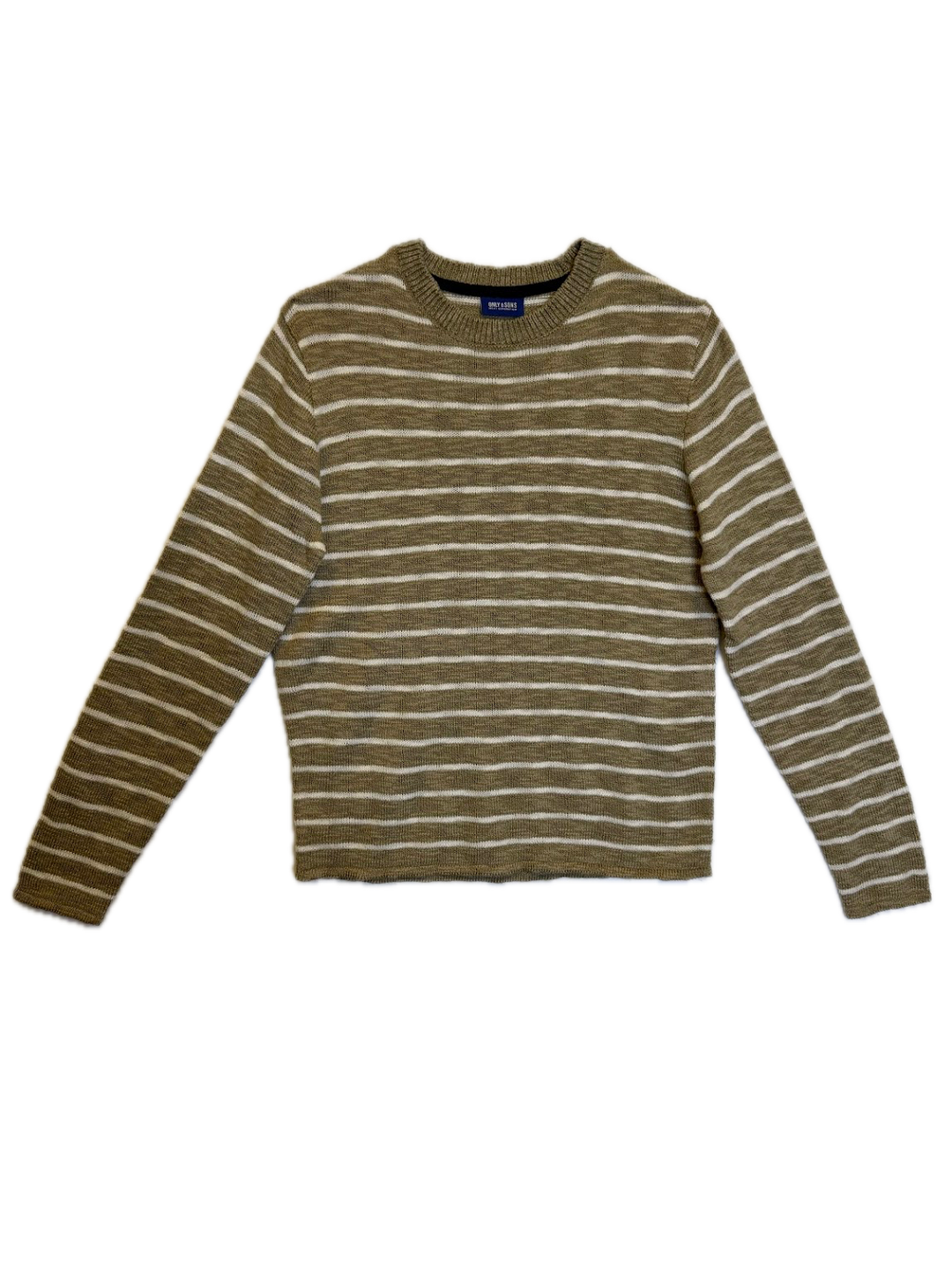 Olive Green Striped Knit Sweater