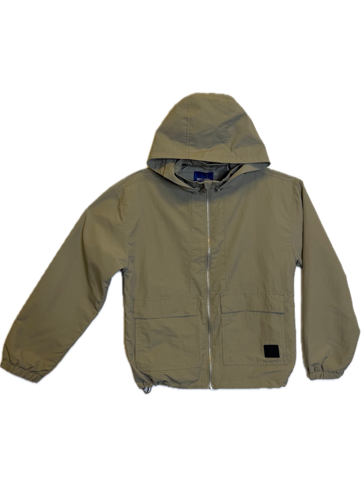 Khaki Hooded Zip-Up Jacket