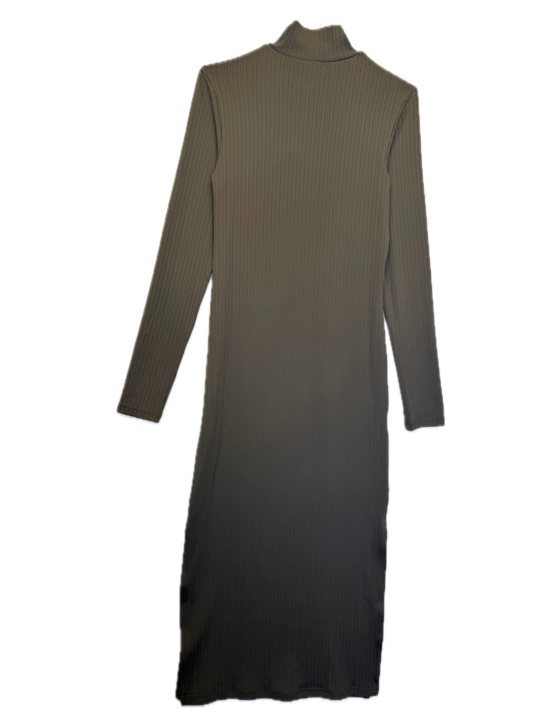 Grey Ribbed Mock Neck Dress