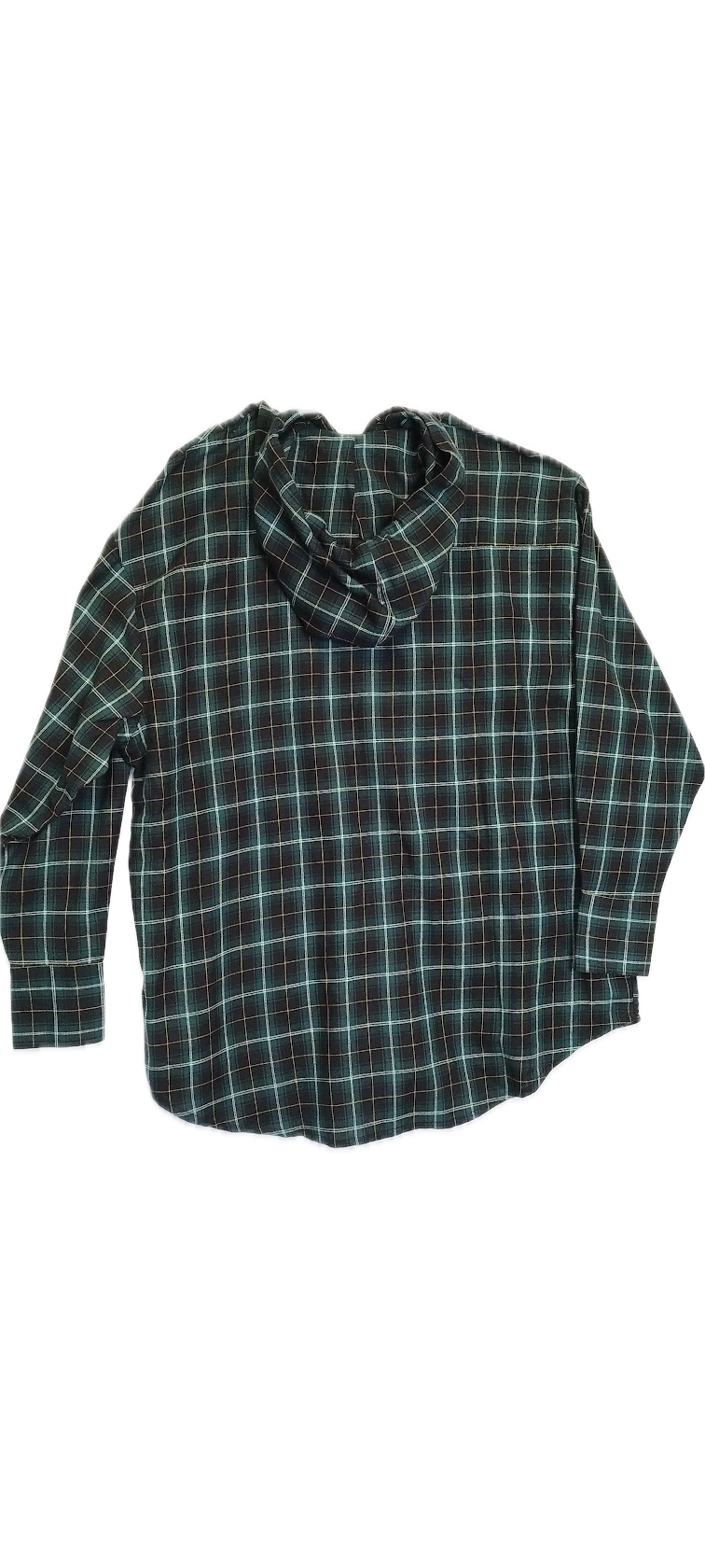 Green Plaid Tie-Neck Shirt