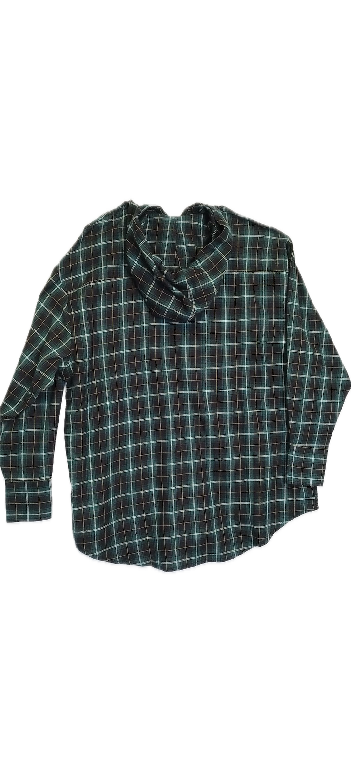 Green Plaid Tie-Neck Shirt