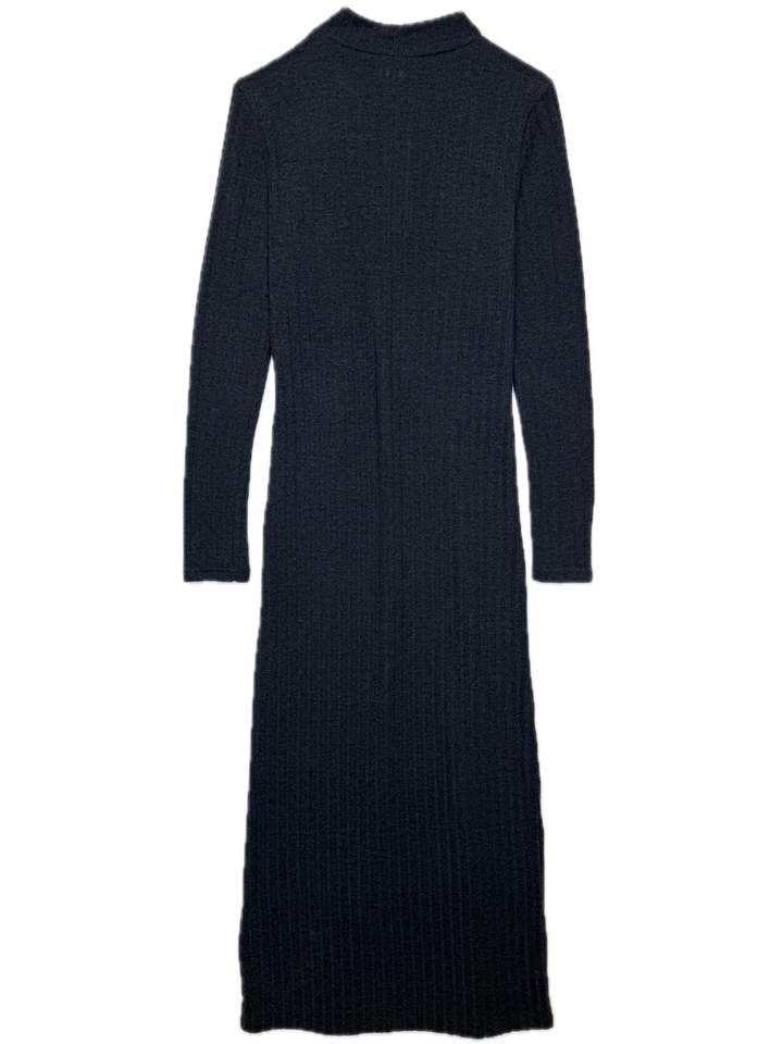 Navy Ribbed Mock Neck Dress