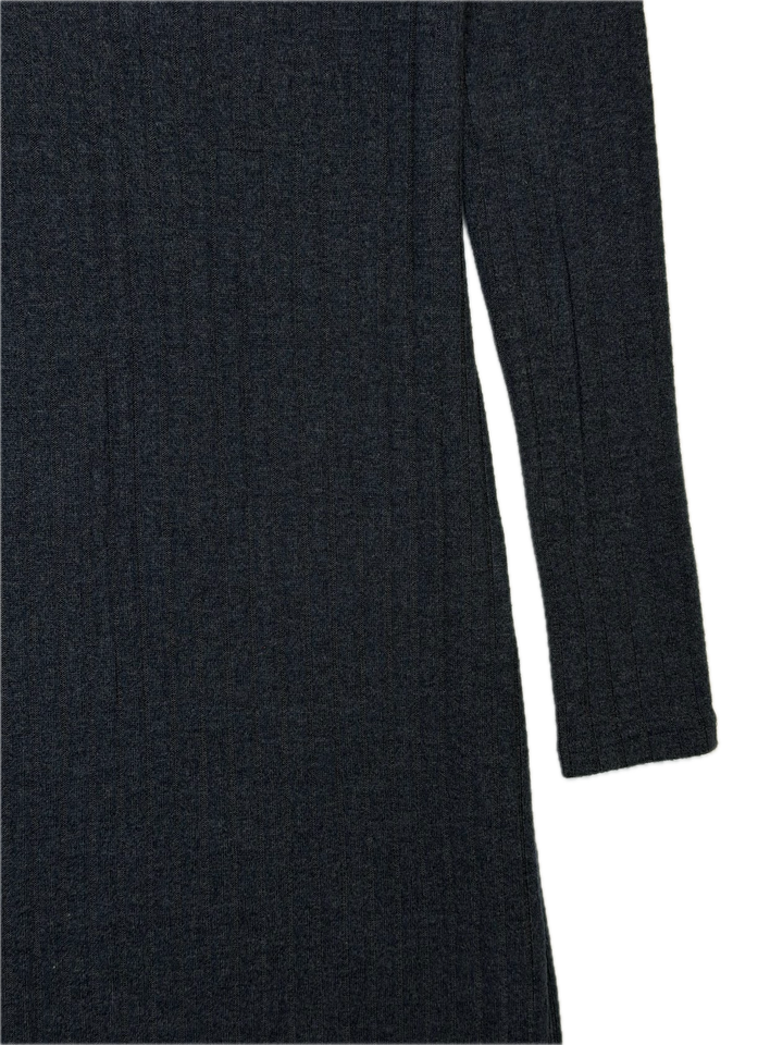 Navy Ribbed Mock Neck Dress