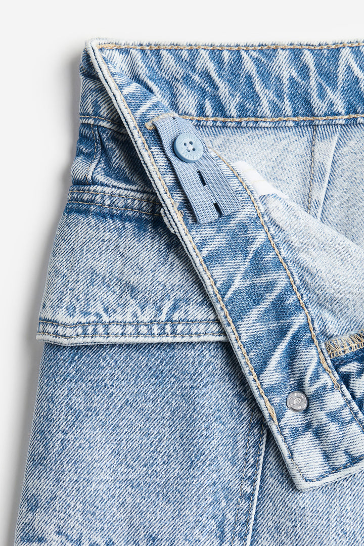 Relaxed High Denim Shorts, Blue