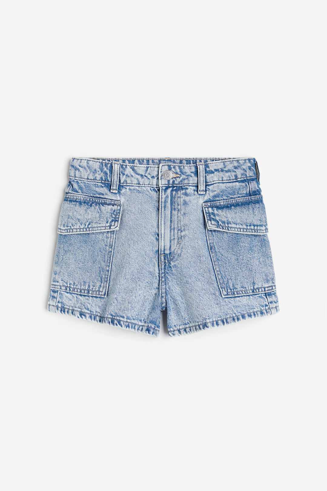 Relaxed High Denim Shorts, Blue