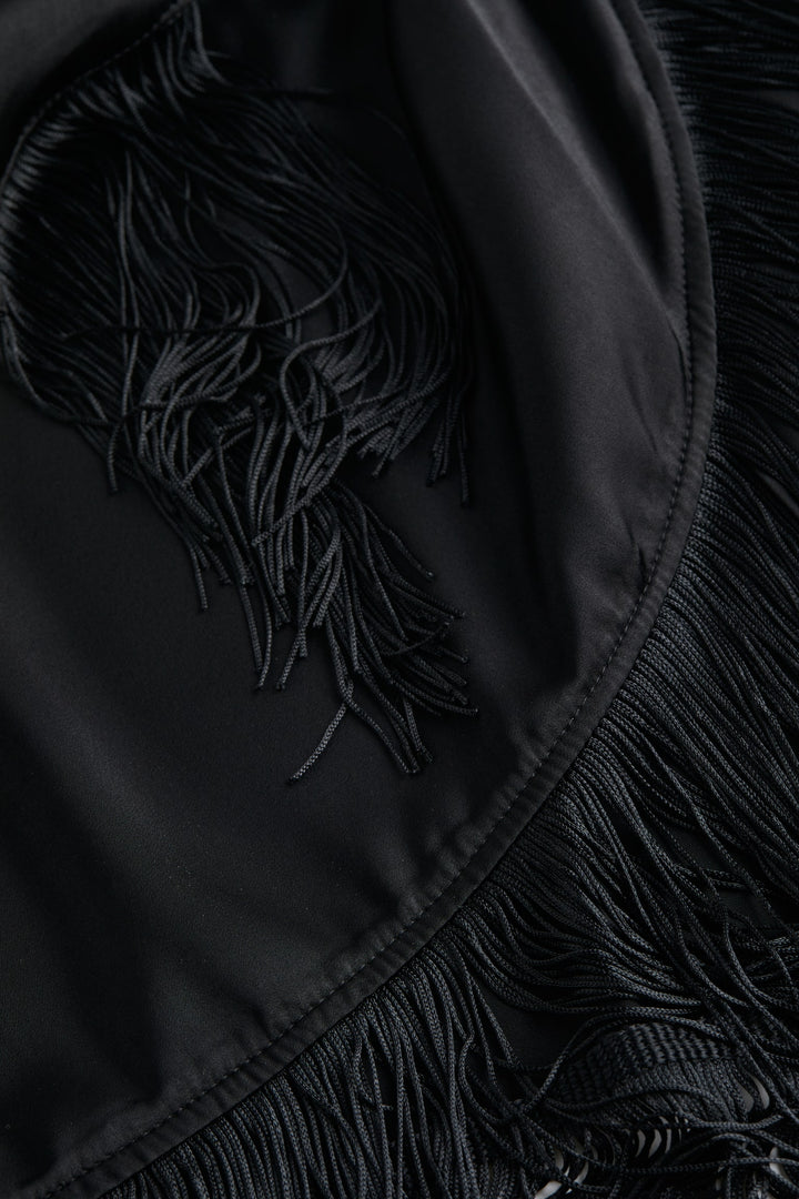 Satin Slip Dress, Black