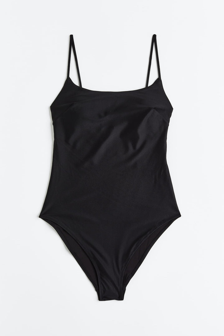 Padded-Cup One-Piece Swimsuit, Black