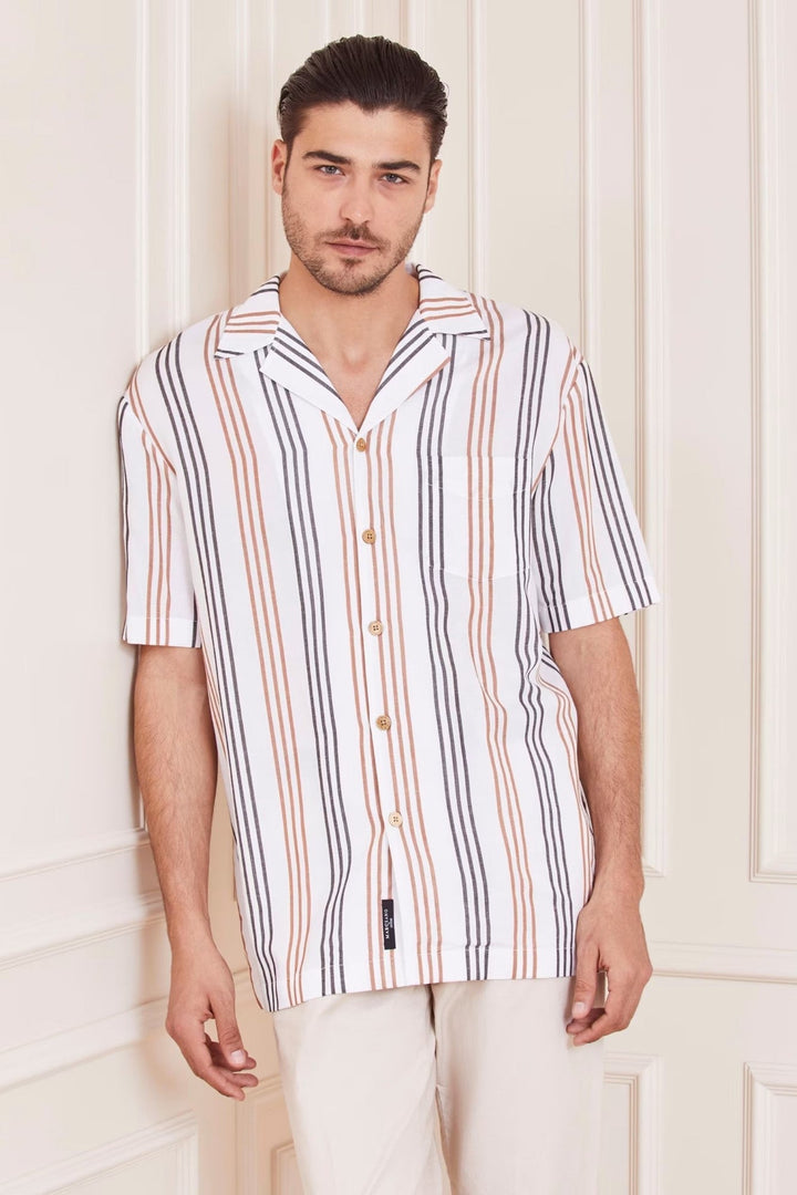 Striped Linen Polo Shirt