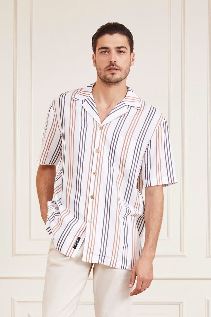 Striped Linen Polo Shirt