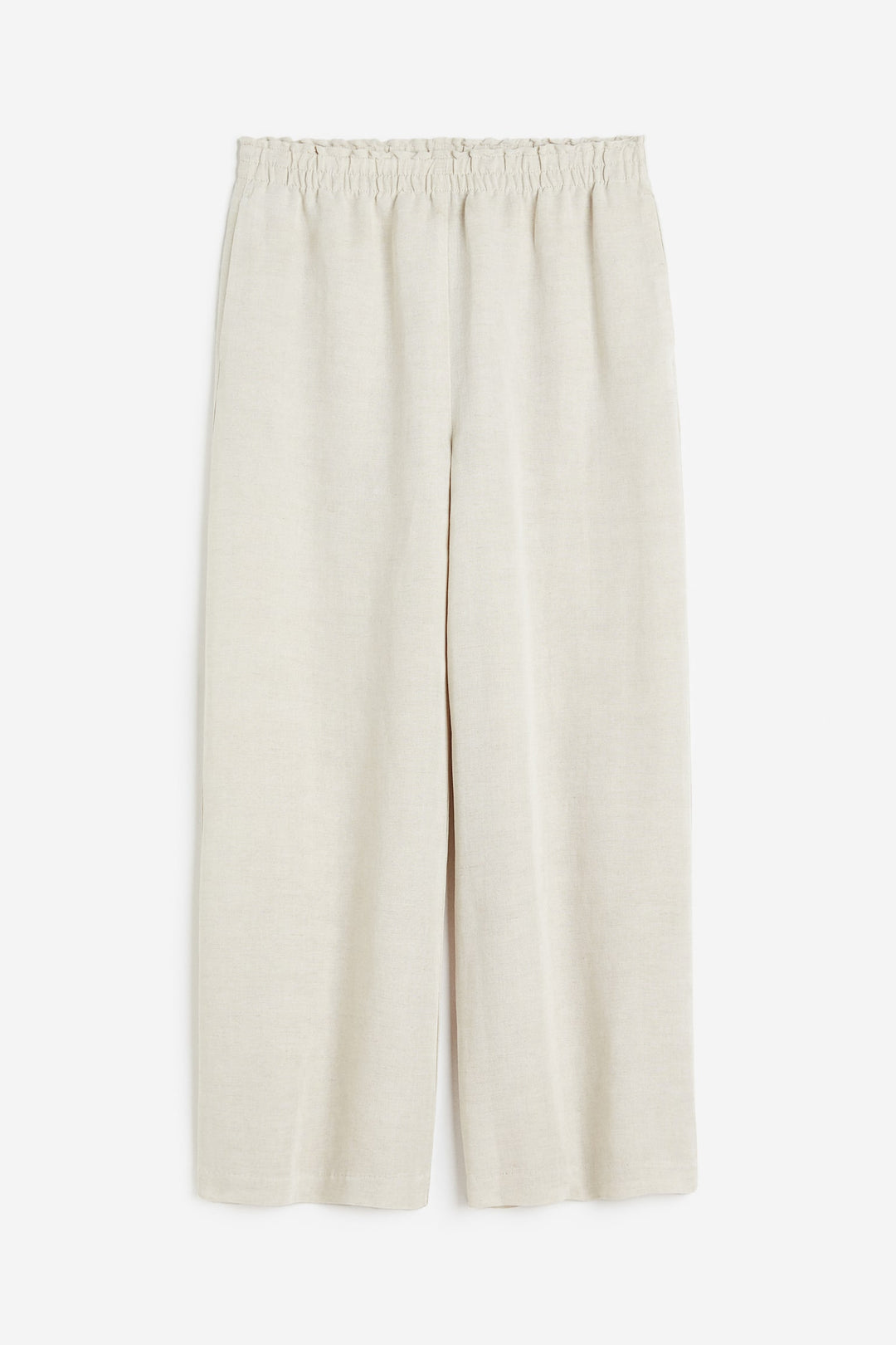 Cropped Linen-Blend Trousers, Light Beige