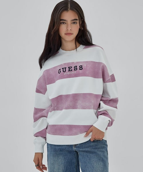 White Pink Stripe Sweatshirt