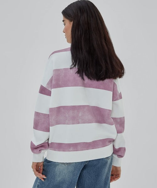 White Pink Stripe Sweatshirt