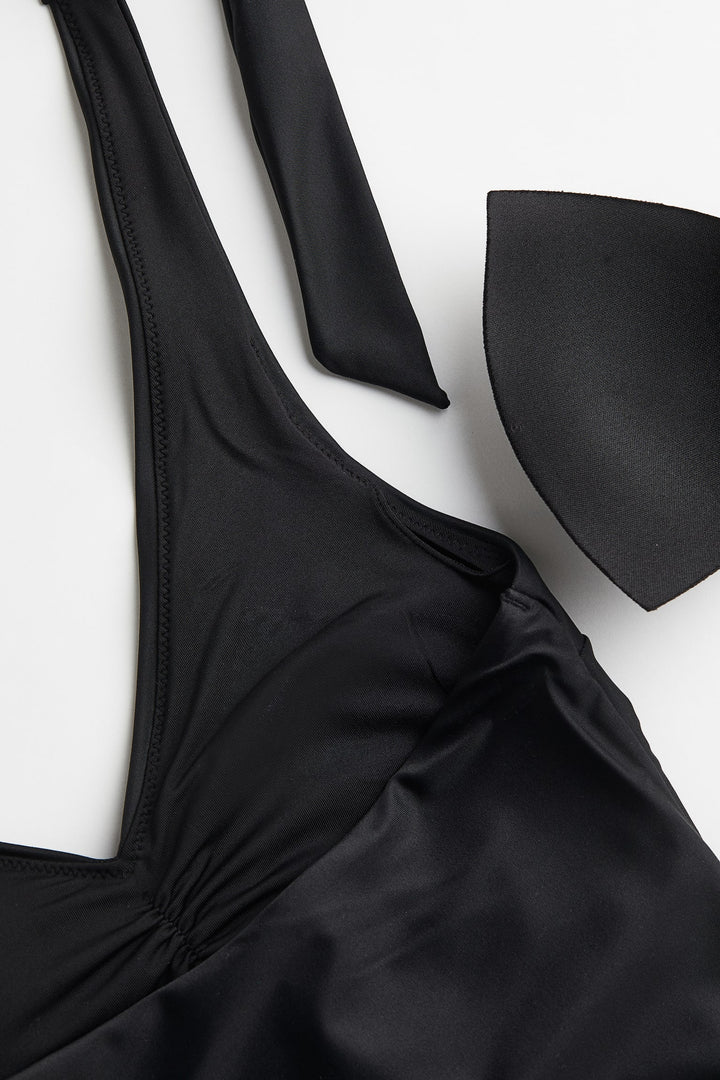 Shaping High-Leg One-Piece Swimsuit, Black