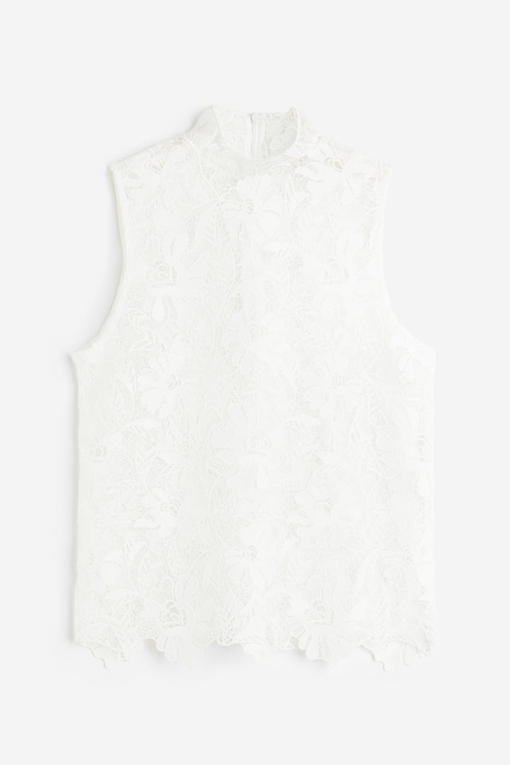 Mežģīņu tops, balts