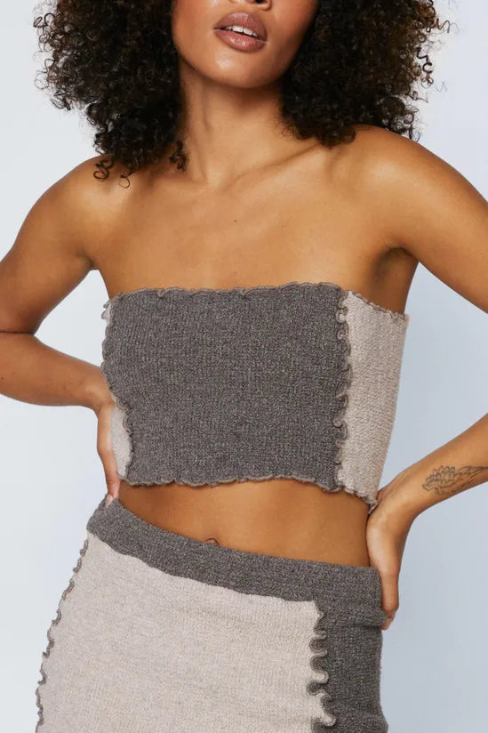 Exposed Seam Knitted Bandeau Top