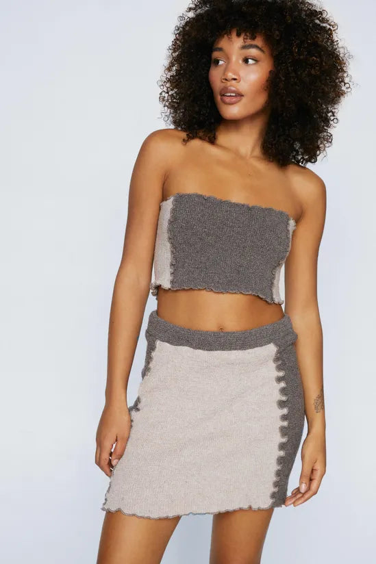 Exposed Seam Knitted Bandeau Top
