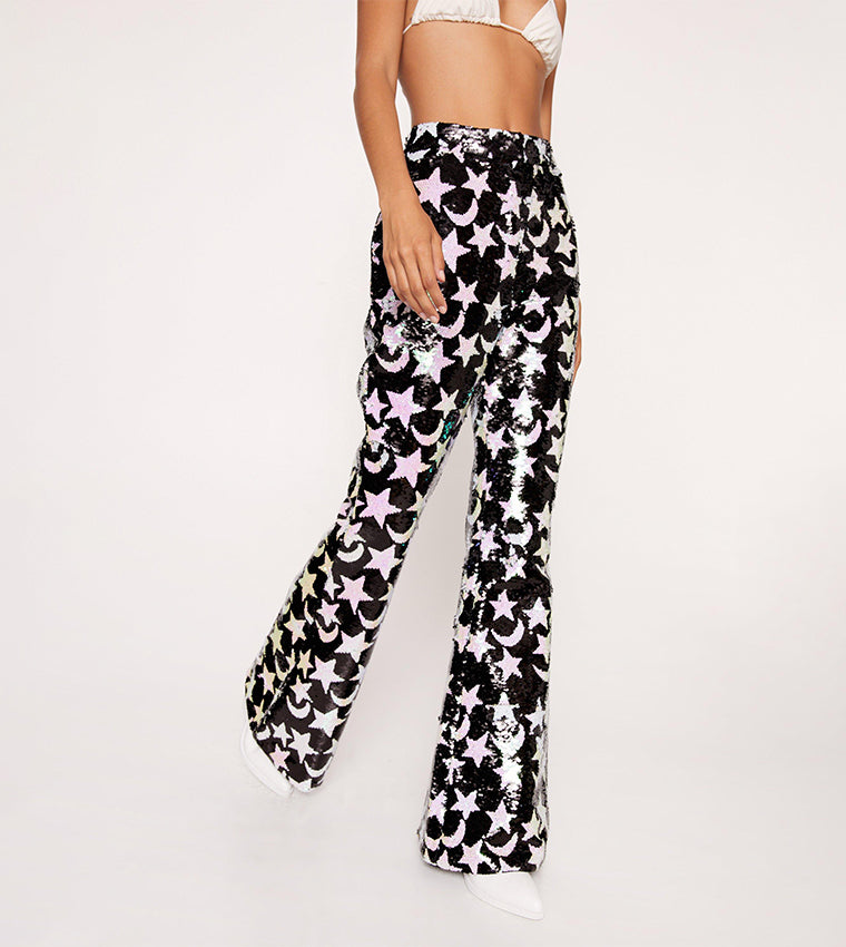 Star and Moon Sequin Pants