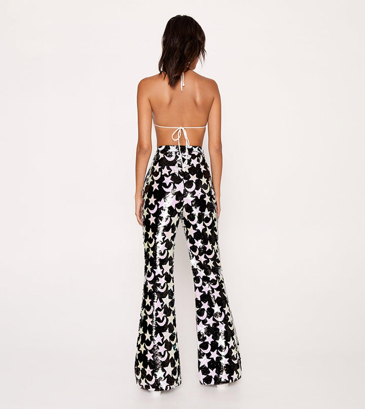 Star and Moon Sequin Pants