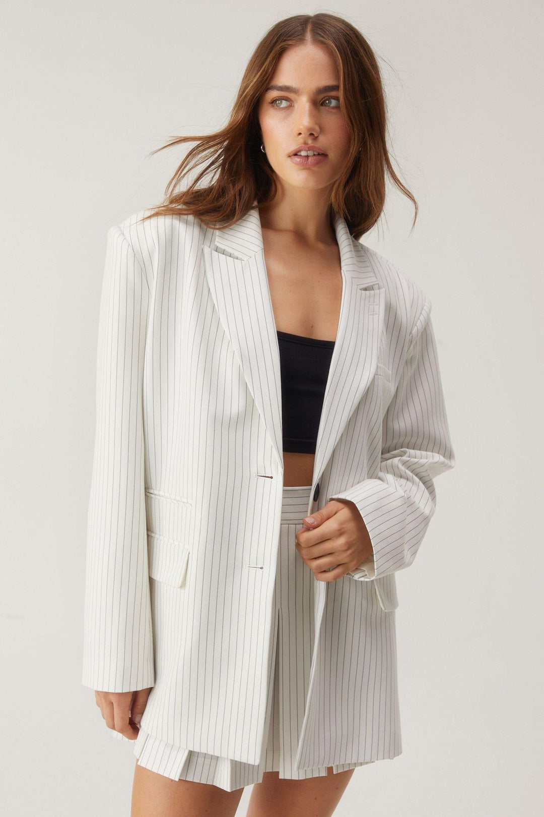 Pinstripe Oversized Blazer