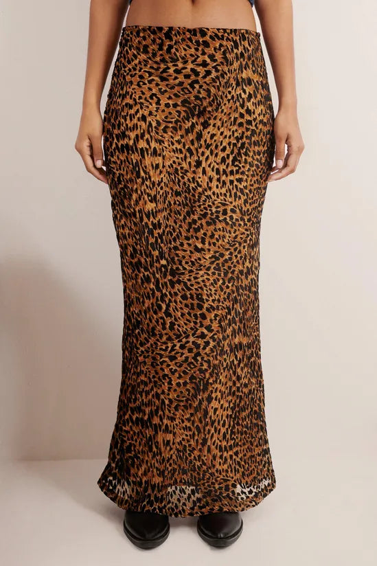 Leopard Devore Maxi Skirt
