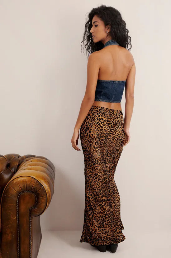 Leopard Devore Maxi Skirt