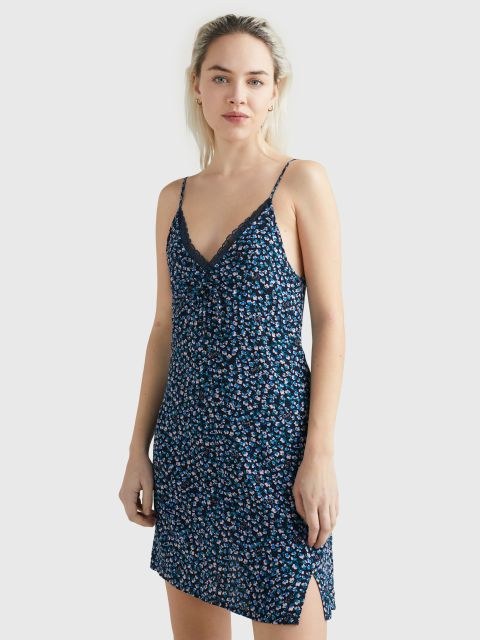Tommy Hilfiger Ditsy Floral Lace‑Trim Dress