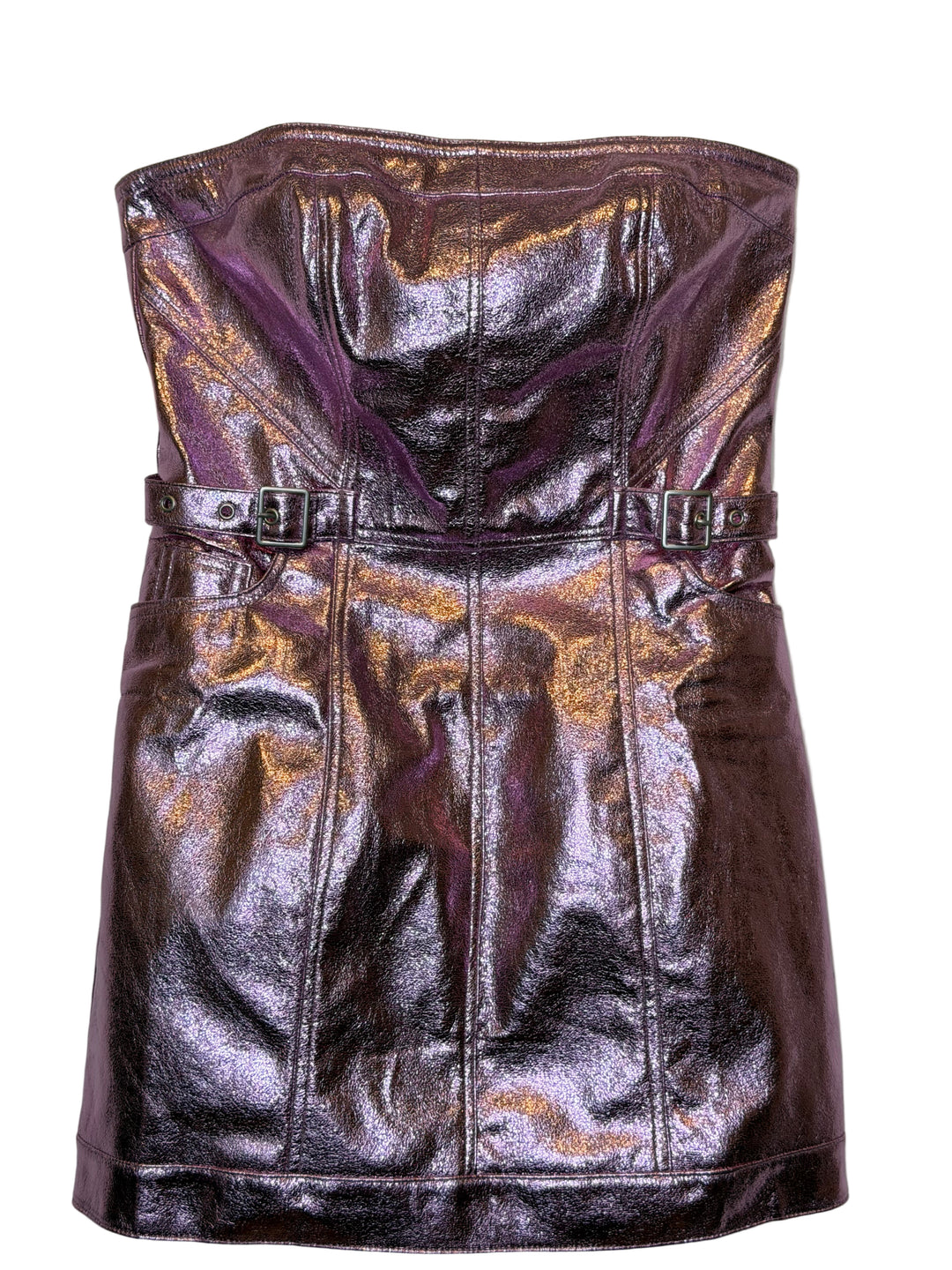 Metāliska mākslīgās ādas mini kleita