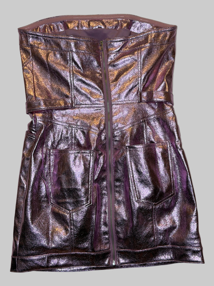 Metāliska mākslīgās ādas mini kleita