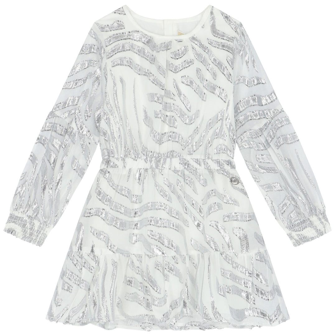 Girls Midi Dress - White / Silver