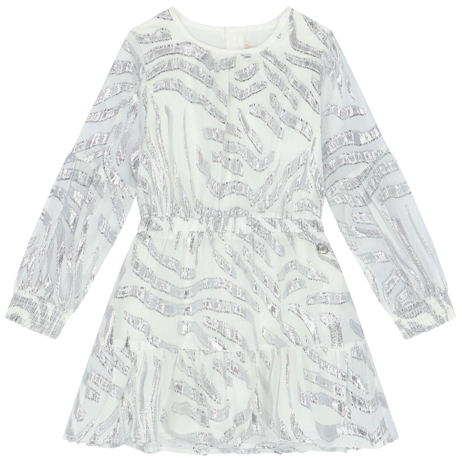 Girls Midi Dress - White / Silver