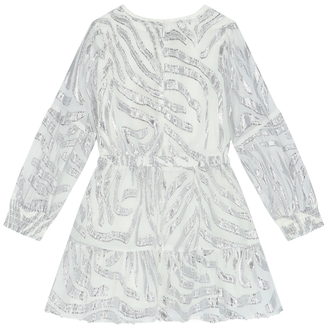 Girls Midi Dress - White / Silver