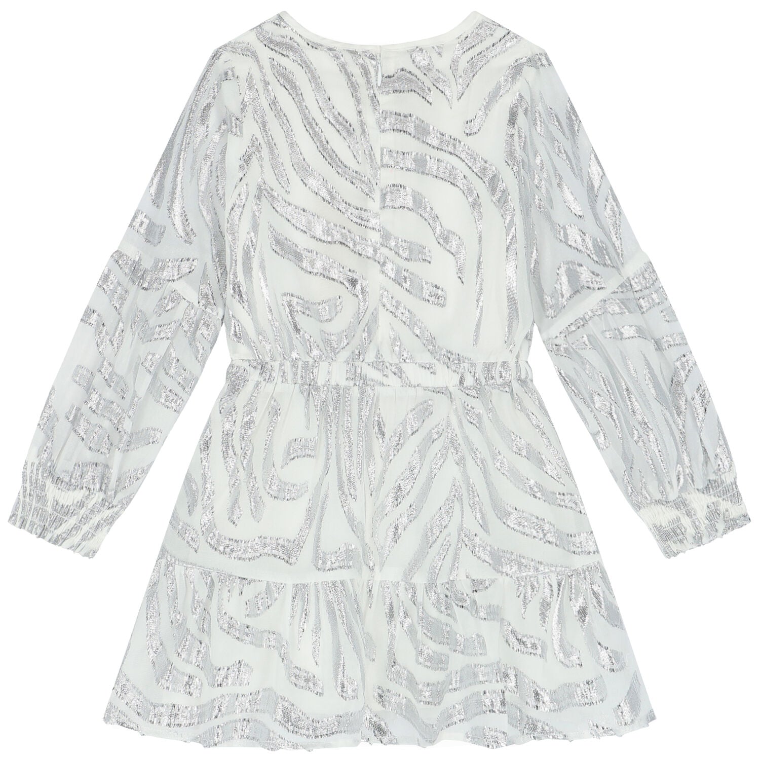 Girls Midi Dress - White / Silver