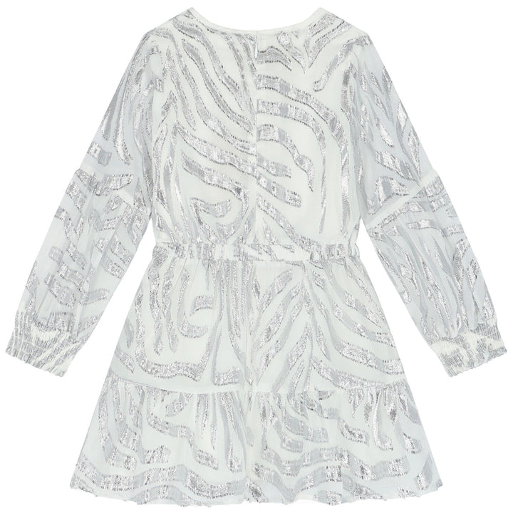 Girls Midi Dress - White / Silver