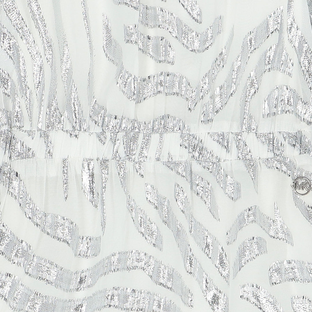 Girls Midi Dress - White / Silver