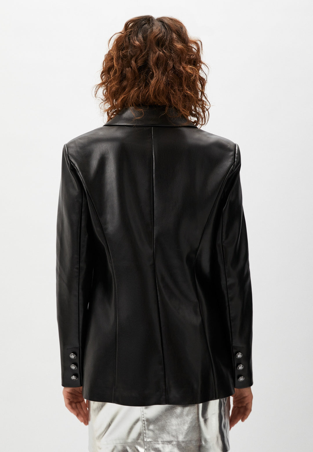 Melna mākslīgās ādas žakete