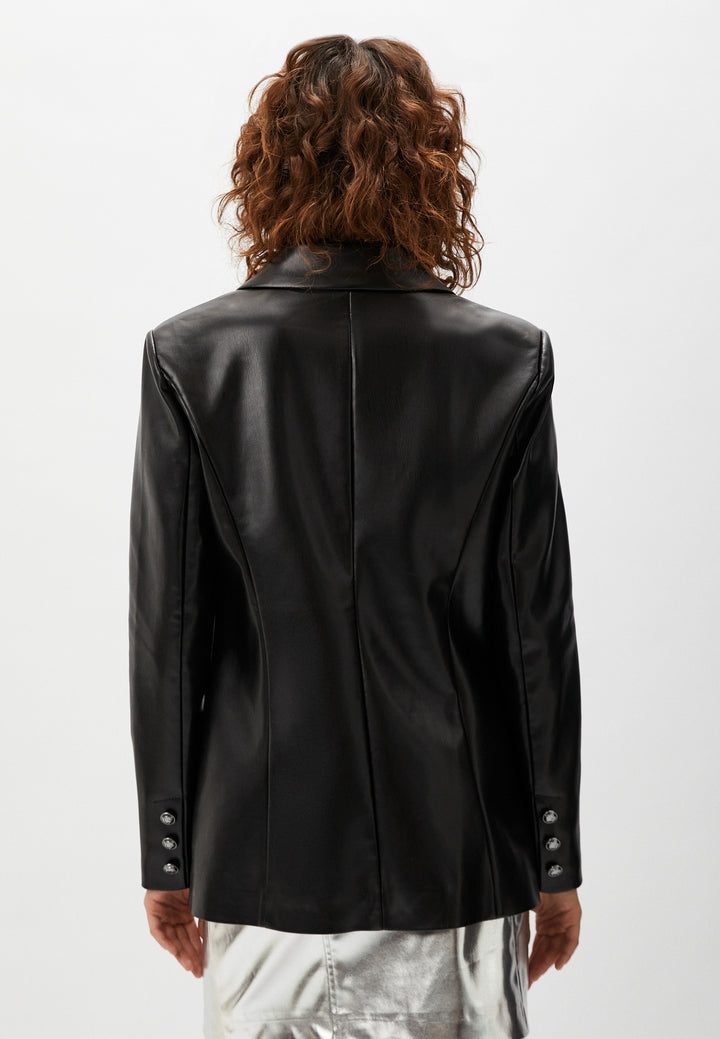 Melna mākslīgās ādas žakete