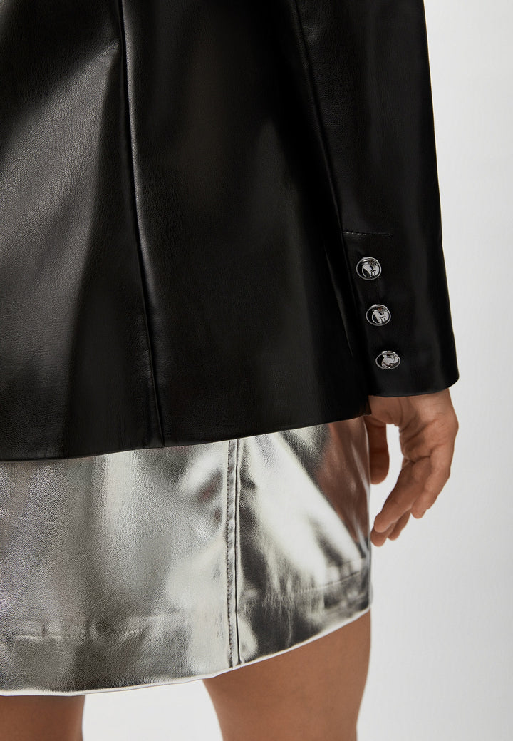 Melna mākslīgās ādas žakete