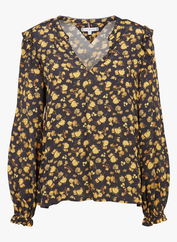Tommy Hilfiger Frosted Floral Print V-Neck Blouse
