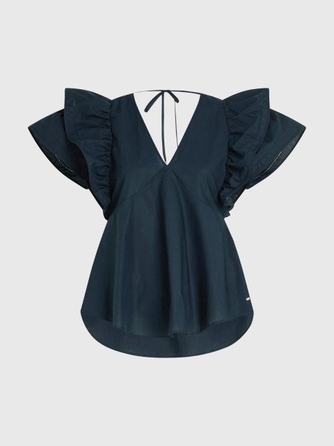 Tommy Hilfiger Ruffled Sateen Regular Fit Blouse