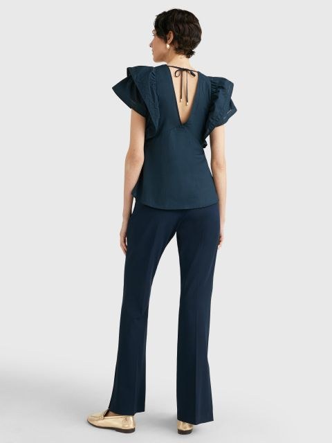 Tommy Hilfiger Ruffled Sateen Regular Fit Blouse