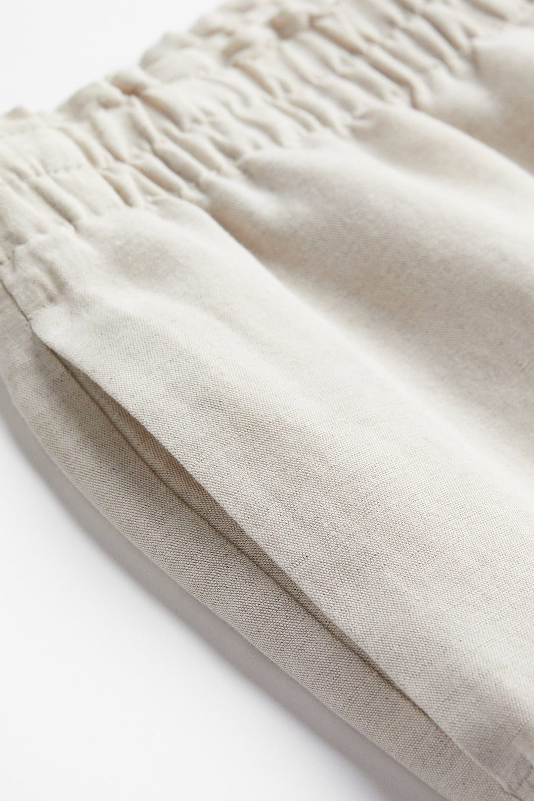 Cropped Linen-Blend Trousers, Light Beige