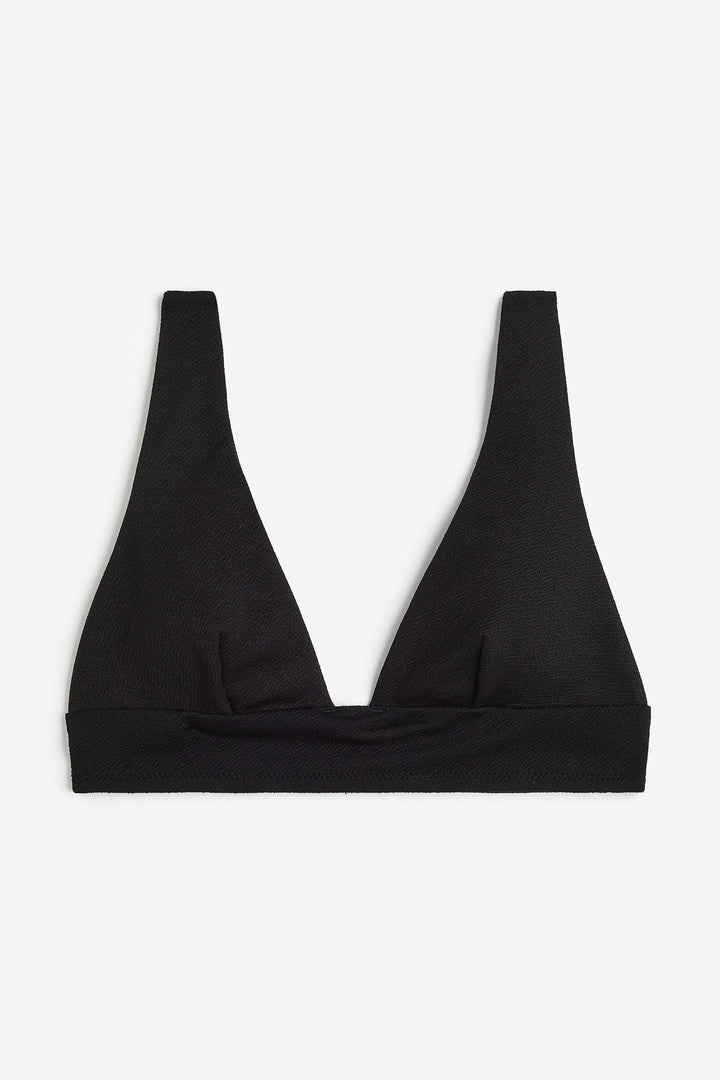 Ribbed Padded Bikini Top, Black