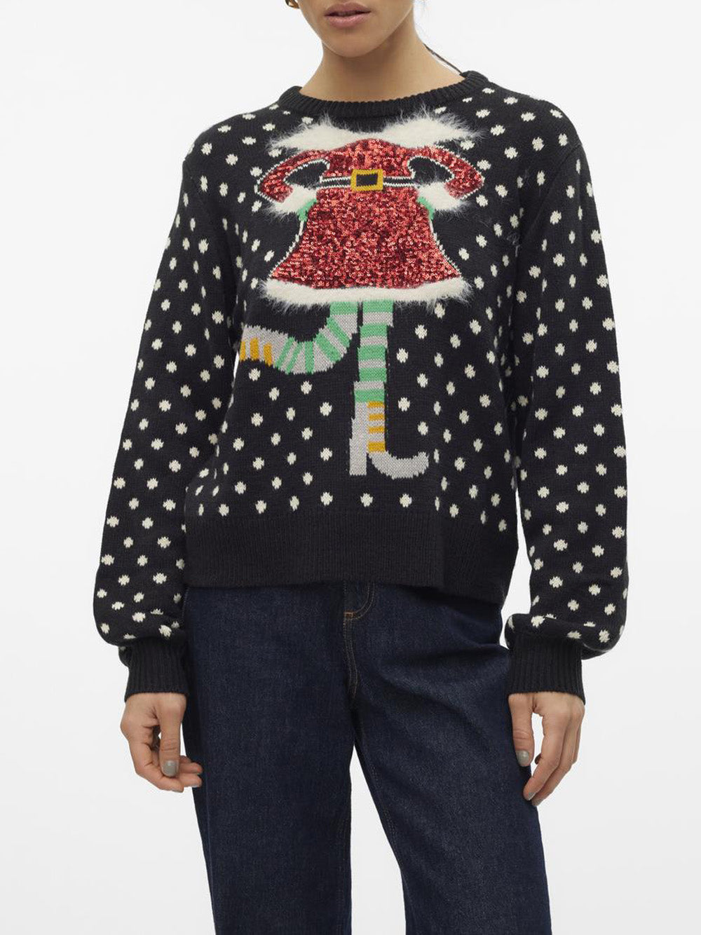 Melns sieviešu adīts džemperis