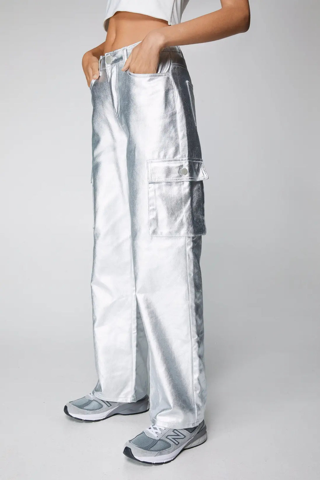 Mettalic cargo pants