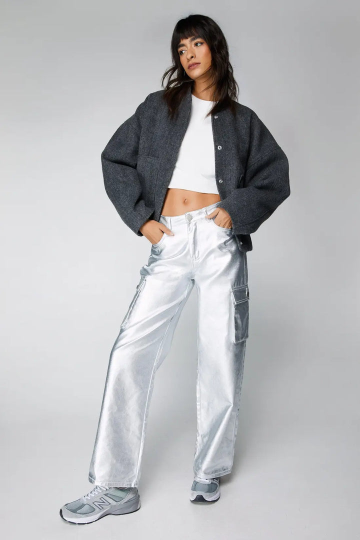 Mettalic cargo pants